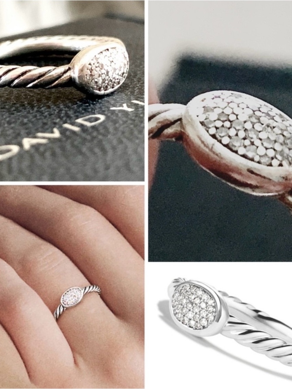 Authentic David Yurman Silver Diamond Oval Cable Ring